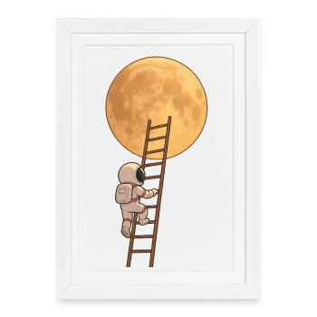 Astronaut Ladder to the Moon - Framed poster (27 × 37 cm) - white - Front