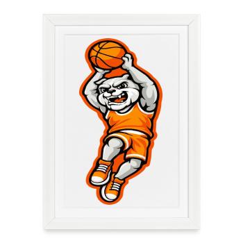 Bulldog Basketball Dunk Mascot Power - Framed poster (27 × 37 cm) - white - Front
