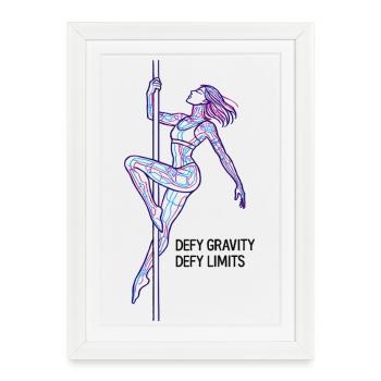 Art en ligne de pole dance – Cadeau de la femme forte - Affiche encadrée (27 × 37 cm) - blanc - Devant