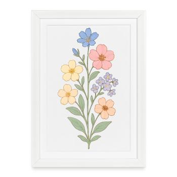 Pastel Flowers Watercolor Bouquet - Framed poster (27 × 37 cm) - white - Front