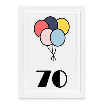 70. 70 ANS. 70e ANNIVERSAIRE. ANNIVERSAIRE 70 ANS. - Affiche encadrée (27 × 37 cm) - blanc - Devant