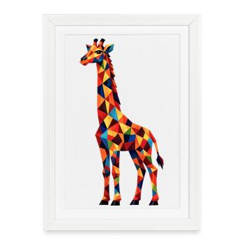 Girafe géométrique - Affiche encadrée (27 × 37 cm) - blanc - Devant