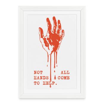 Red Dripping Hand Protest - Framed poster (27 × 37 cm) - white - Front