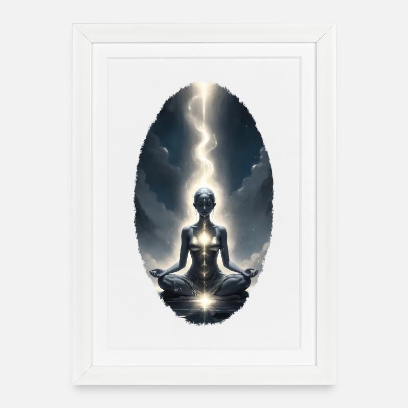Lichtchakra Meditation Energetischer Fluss - Gerahmtes Poster (27 × 37 cm) - Weiß