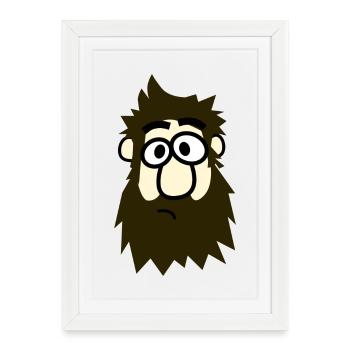 Spectacled beard comic hero - Framed poster (27 × 37 cm) - white - Front