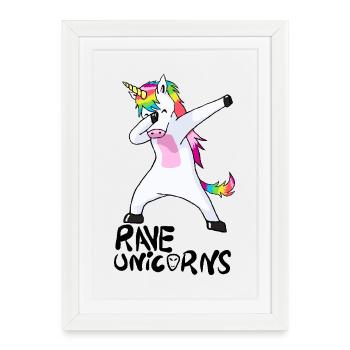 Logo Rave Unicorns Black Text - Framed poster (27 × 37 cm) - white - Front