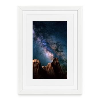 Ciel étoilé et montagnes nocturnes - Affiche encadrée (27 × 37 cm) - blanc - Devant