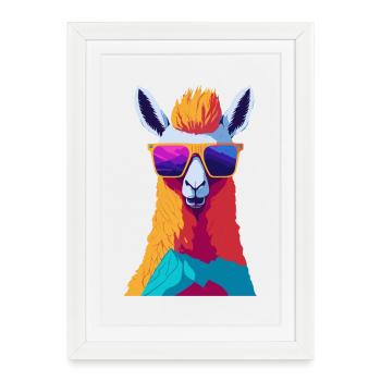 Rébellion rétro de l’alpaga - Affiche encadrée (27 × 37 cm) - blanc - Devant