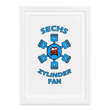 Sechs Zylinder Fan - Feuerwehr - Gerahmtes Poster (27 × 37 cm) - Weiß - Vorne
