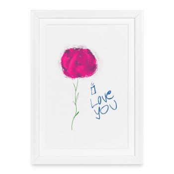 Abstract floral illustration with love message - Framed poster (27 × 37 cm) - white - Front
