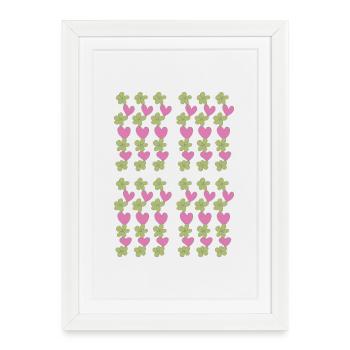 hearts flowers pattern - Framed poster (27 × 37 cm) - white - Front