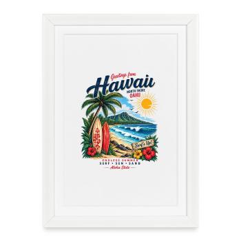 Hawaii Surf & Sunshine Vintage Tee - Framed poster (27 × 37 cm) - white - Front