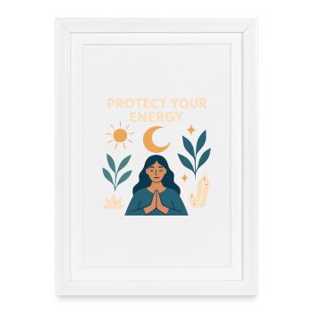 Protéger votre énergie – Pouvoir méditatif - Affiche encadrée (27 × 37 cm) - blanc - Devant