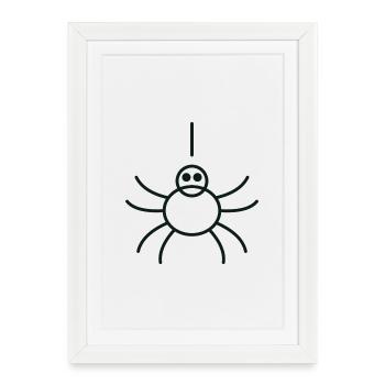 Minimalist Linear Spider - Framed poster (27 × 37 cm) - white - Front