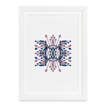 Eclats Symétriques Bleu Rose - Affiche encadrée (27 × 37 cm) - blanc - Devant
