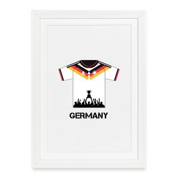Germany Football Shirt with Cup – Fan Design - Framed poster (27 × 37 cm) - white - Front