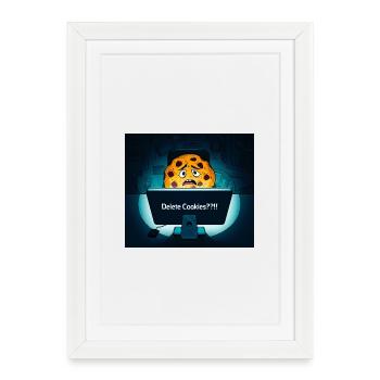 Cookie timide à l’ordinateur - Affiche encadrée (27 × 37 cm) - blanc - Devant