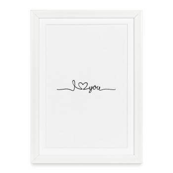 I Love you - message d'amour - Affiche encadrée (27 × 37 cm) - blanc - Devant