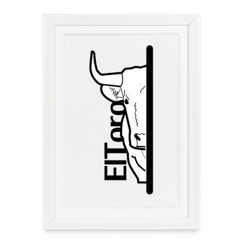 taureau caché - Affiche encadrée (27 × 37 cm) - blanc - Devant