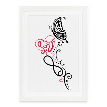 Herz mit Schmetterling, infinity - Affiche encadrée (27 × 37 cm) - blanc - Devant