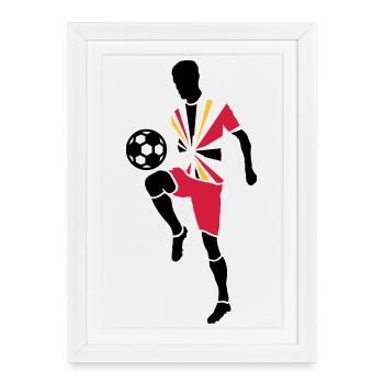 Joueur de foot avec ballon de foot - Affiche encadrée (27 × 37 cm) - blanc - Devant