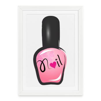 vernis rose à ongles dans le style graffiti avec coeur - Affiche encadrée (27 × 37 cm) - blanc - Devant