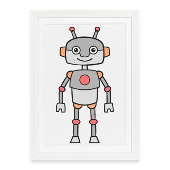 Robot - Affiche encadrée (27 × 37 cm) - blanc - Devant