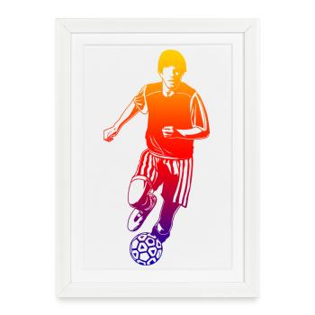Croquis de joueur de football - Affiche encadrée (27 × 37 cm) - blanc - Devant