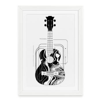 Ukulélé - Affiche encadrée (27 × 37 cm) - blanc - Devant