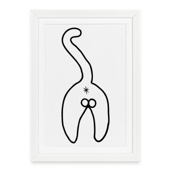Chat idiot - bonjour, hoomin - Affiche encadrée (27 × 37 cm) - blanc - Devant