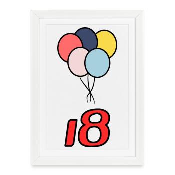18. 18 ANS. 18e ANNIVERSAIRE. ANNIVERSAIRE 18 ANS. - Affiche encadrée (27 × 37 cm) - blanc - Devant