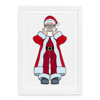 Père Noël avec pouce levé - Affiche encadrée (27 × 37 cm) - blanc - Devant