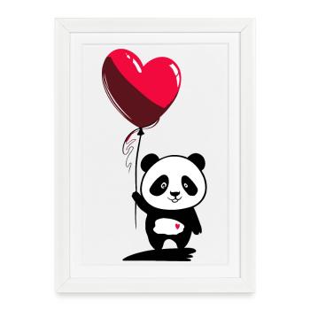 Panda Bear with Heart Balloon - Heartful Creatures - Framed poster (27 × 37 cm) - white - Front