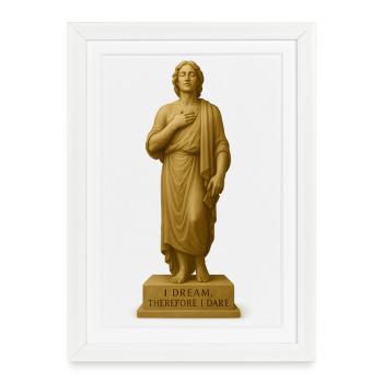 Meditative Statue with Inspirational Quote - Framed poster (27 × 37 cm) - white - Front