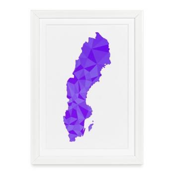 Suède - Sverige - Suède - abstrait - carte - Affiche encadrée (27 × 37 cm) - blanc - Devant
