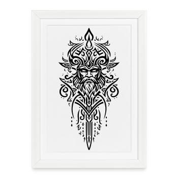 Powerful tribal viking pattern, symbol of strength - Framed poster (27 × 37 cm) - white - Front