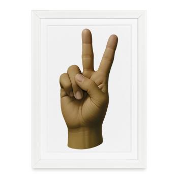 PEACE HAND #1 - peace & love - Affiche encadrée (27 × 37 cm) - blanc - Devant