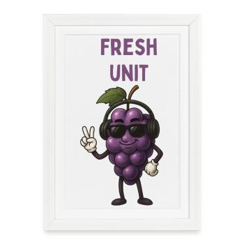 UNITÉ FRAÎCHE Raisin avec casque - Affiche encadrée (27 × 37 cm) - blanc - Devant