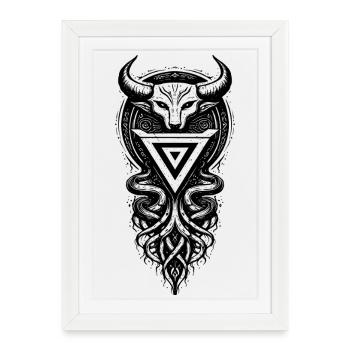 Symbole sacré du dieu slave Veles - Affiche encadrée (27 × 37 cm) - blanc - Devant
