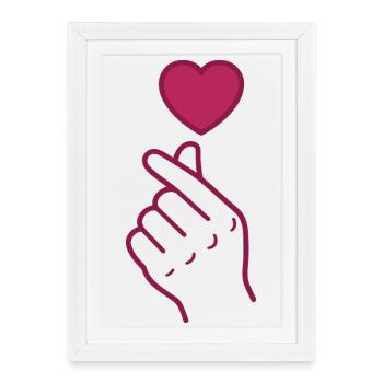 Doigts Coréens Amour Kpop Musique coréenne Corée - Affiche encadrée (27 × 37 cm) - blanc - Devant
