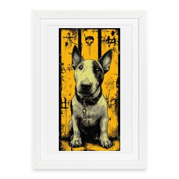 Bull Terrier Skull Grunge - Framed poster (27 × 37 cm) - white - Front