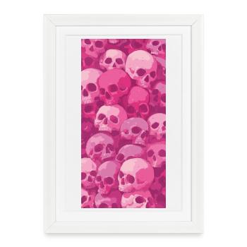 Motif de crâne rose - Affiche encadrée (27 × 37 cm) - blanc - Devant