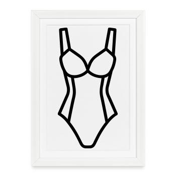 maillot de bain - Affiche encadrée (27 × 37 cm) - blanc - Devant