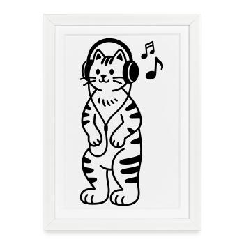 Musique de chat - Affiche encadrée (27 × 37 cm) - blanc - Devant
