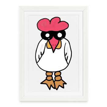 Poulet - Affiche encadrée (27 × 37 cm) - blanc - Devant