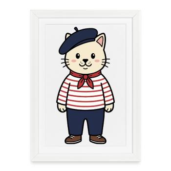 Chat français - Affiche encadrée (27 × 37 cm) - blanc - Devant