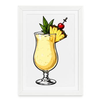 Pineapple Tiki Cocktail Flair - Framed poster (27 × 37 cm) - white - Front