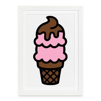 Icône de glace cornet de glace - Affiche encadrée (27 × 37 cm) - blanc - Devant