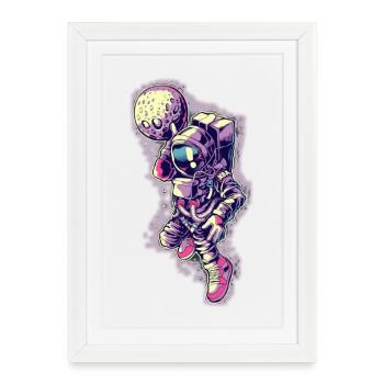 Astronaute à la lune - Affiche encadrée (27 × 37 cm) - blanc - Devant