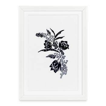 Night Blossoms Outlines Indigo - Framed poster (27 × 37 cm) - white - Front